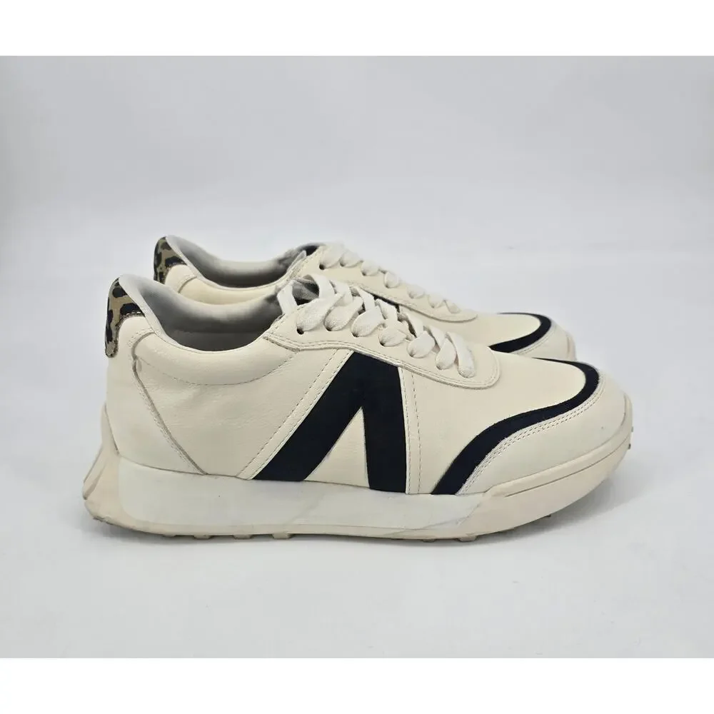 MIA Town Sneakers Womens 8 Cream Black Leopard Neutral Casual Athleisure Shoe‎